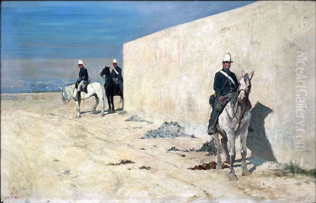 On the lookout (The white wall) Oil Painting by Giovanni Fattori
