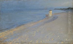 Summer evening at the South beach, Skagen. Anna Ancher and Marie Kroyer