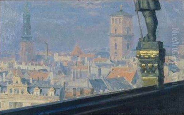 Udsigt fra Kobenhavns Radhus Oil Painting by Peder Severin Kroyer