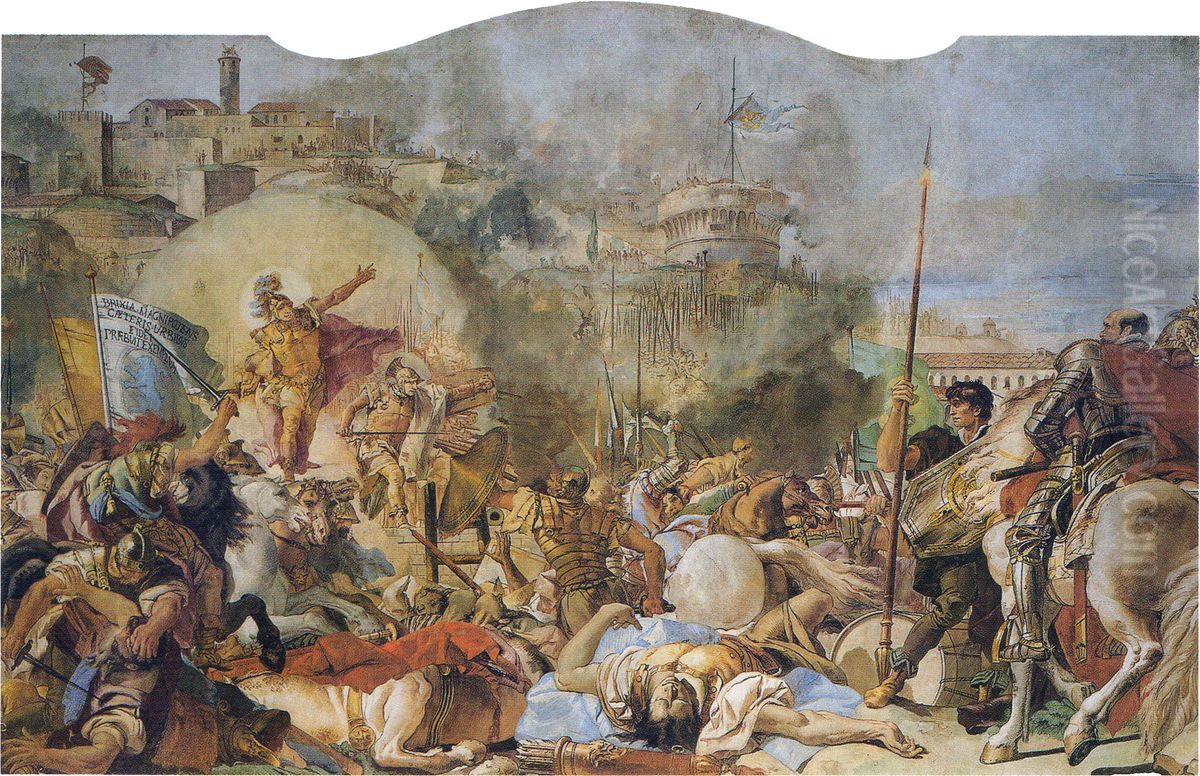 Intervento dei santi patroni Oil Painting by Giovanni Domenico Tiepolo
