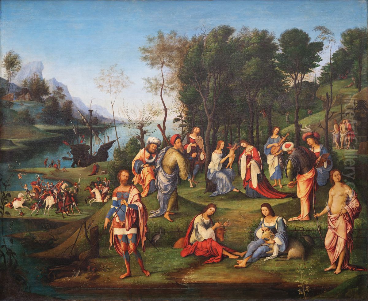 Allegory of Isabella d'Este's Coronation Oil Painting by Lorenzo Costa