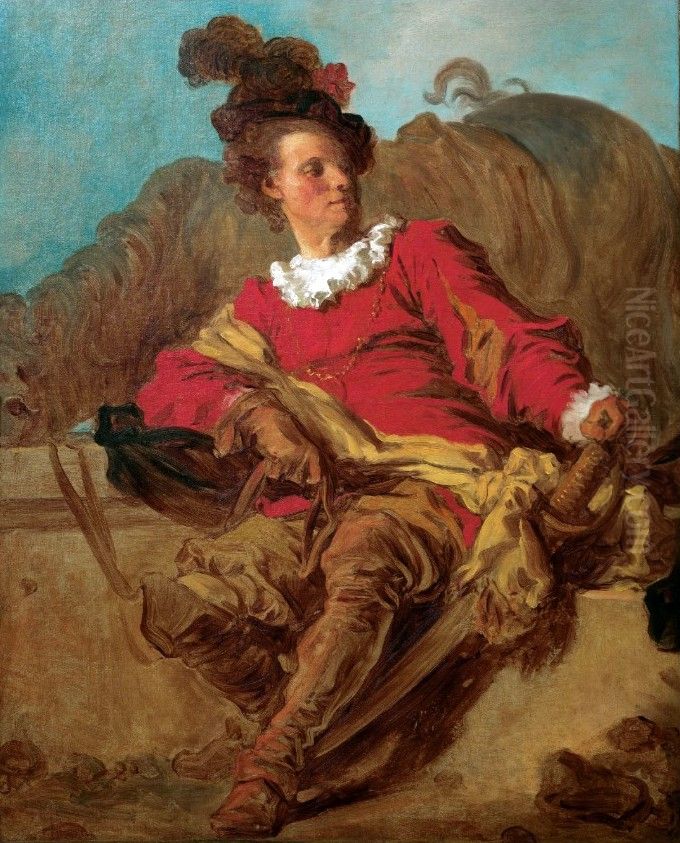 Jean-Claude Richard, l'abbe de Saint-Non, vestit a l'espanyola Oil Painting by Jean-Honore Fragonard