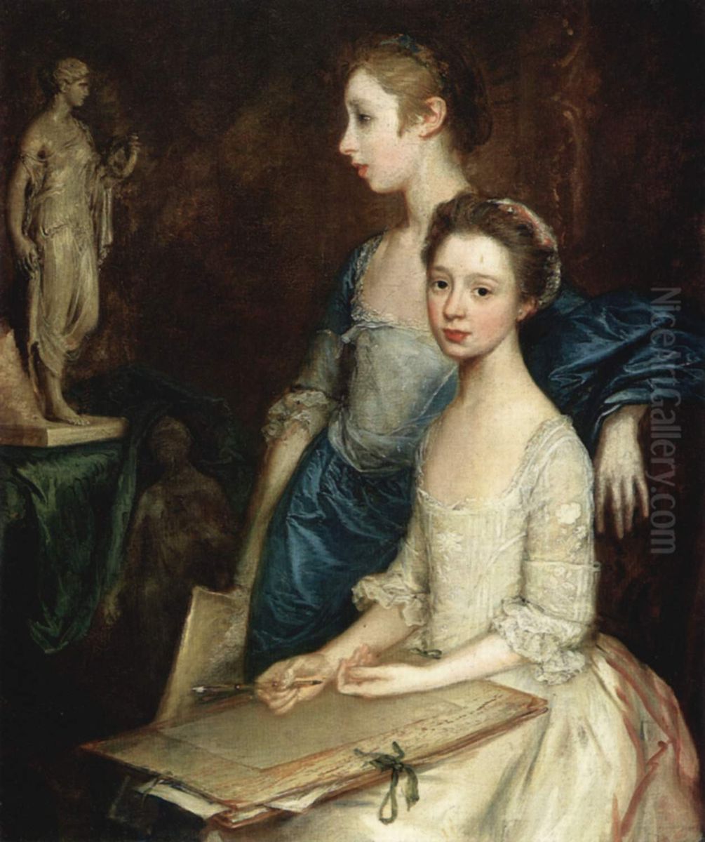 Portrait of Artist's Daughters Oil Painting by Thomas Gainsborough