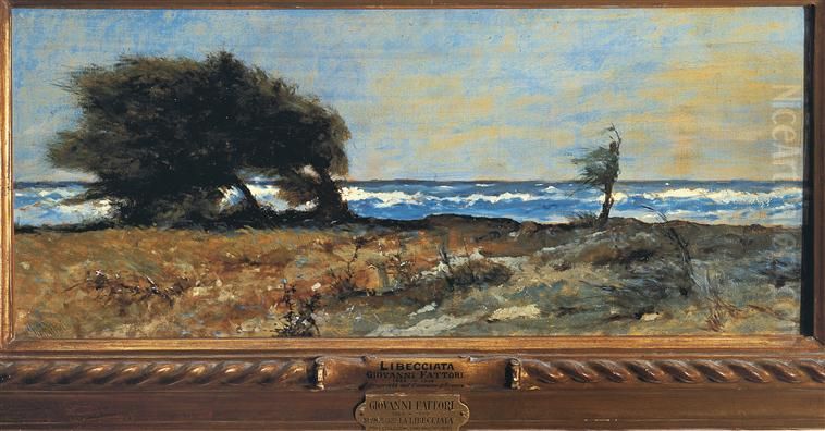 A series of violent bursts of the Libeccio a south-west wind Oil Painting by Giovanni Fattori
