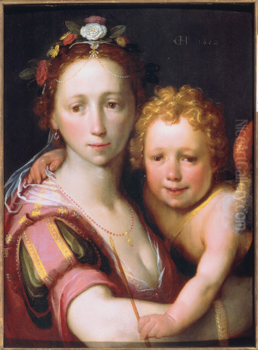 Venus and Cupid Oil Painting by Cornelis van Haarlem