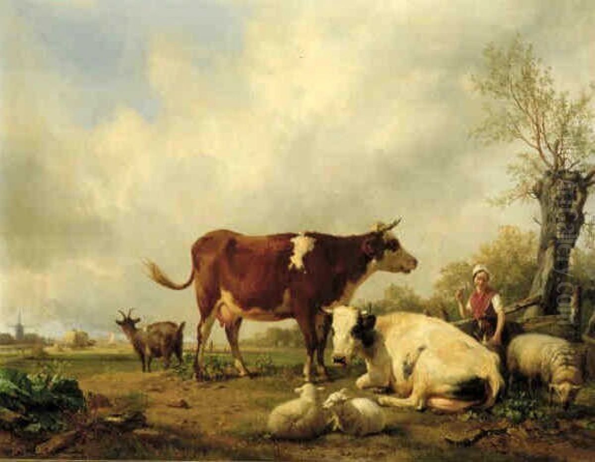 Landschap met vee Oil Painting by Hendrik van de Sande Bakhuyzen