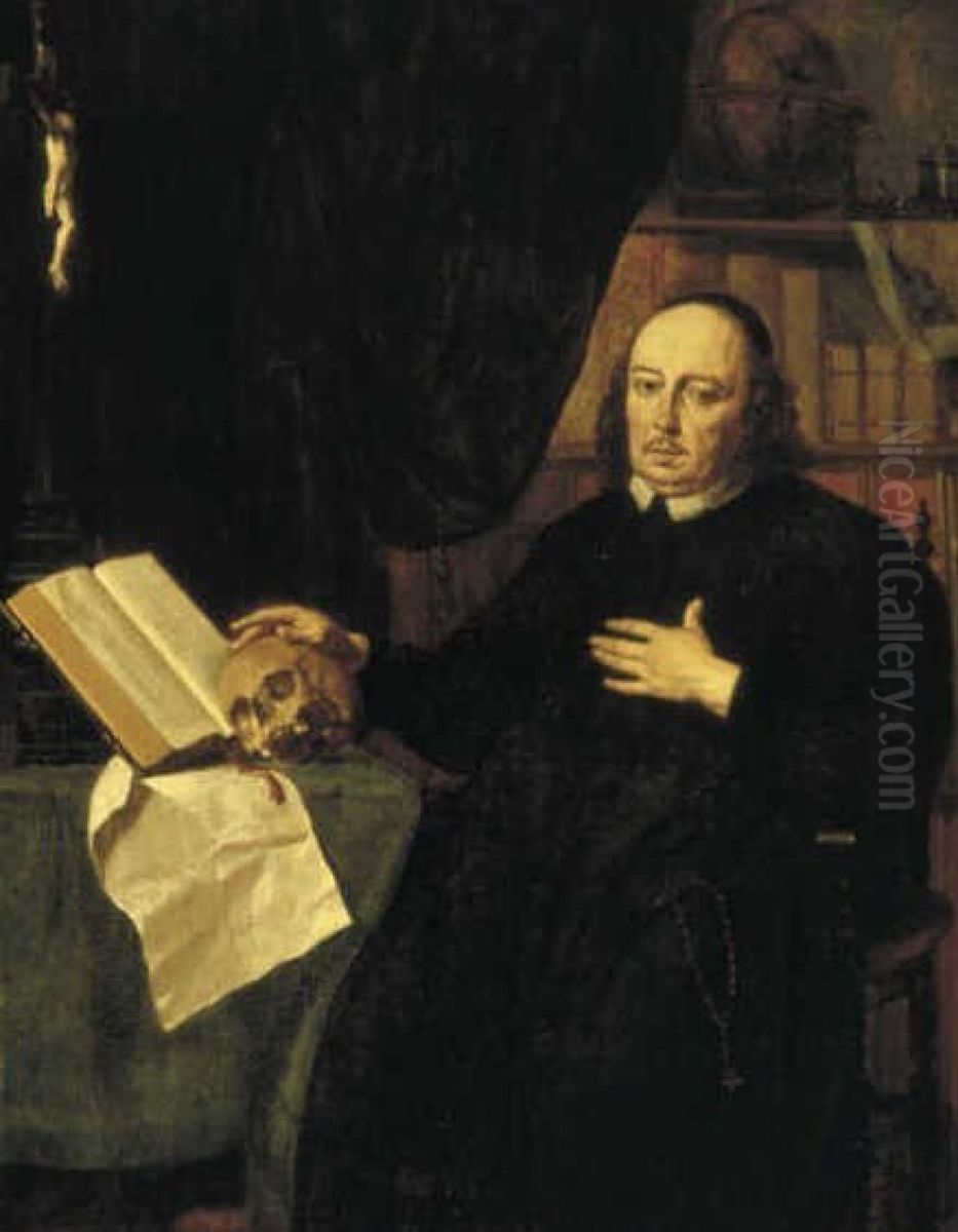 Portret van een pastoor Oil Painting by Jan De Bray