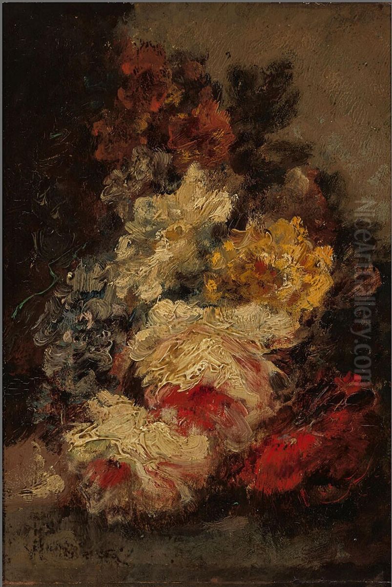 Stilleven met rozen Oil Painting by Narcisse Virgilio Diaz