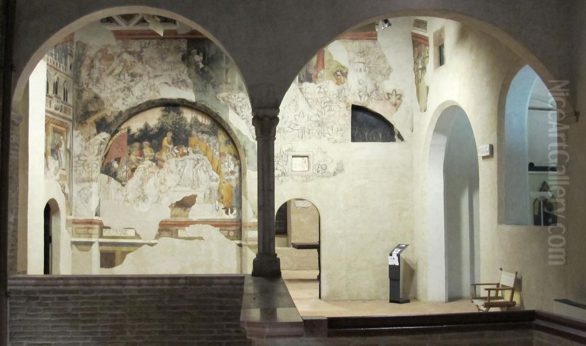 Trinci Palace - Romulus and Remus Loggia Oil Painting by Gentile Da Fabriano