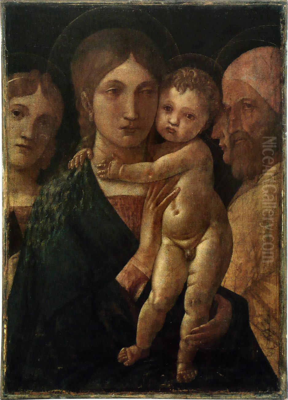 Madonna with child and three saints Oil Painting by Andrea Mantegna