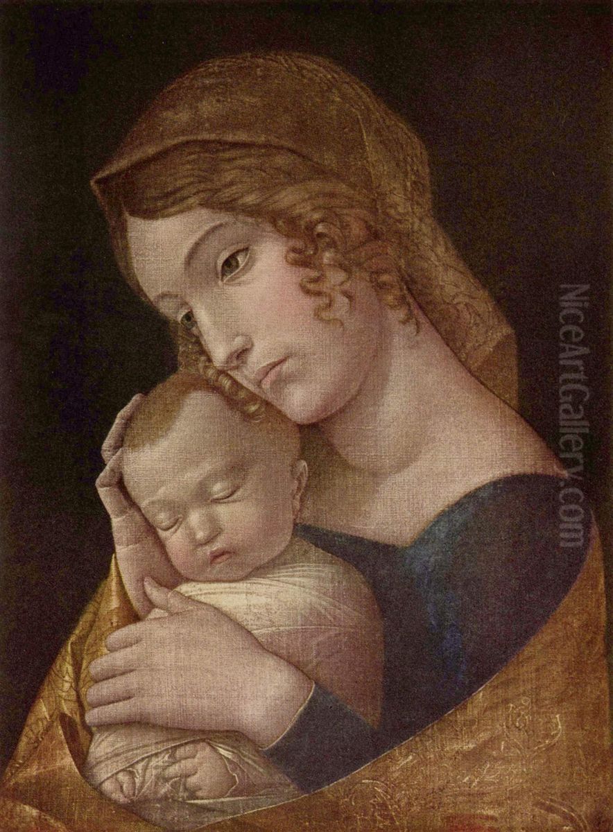 Madonna and sleeping child Oil Painting by Andrea Mantegna