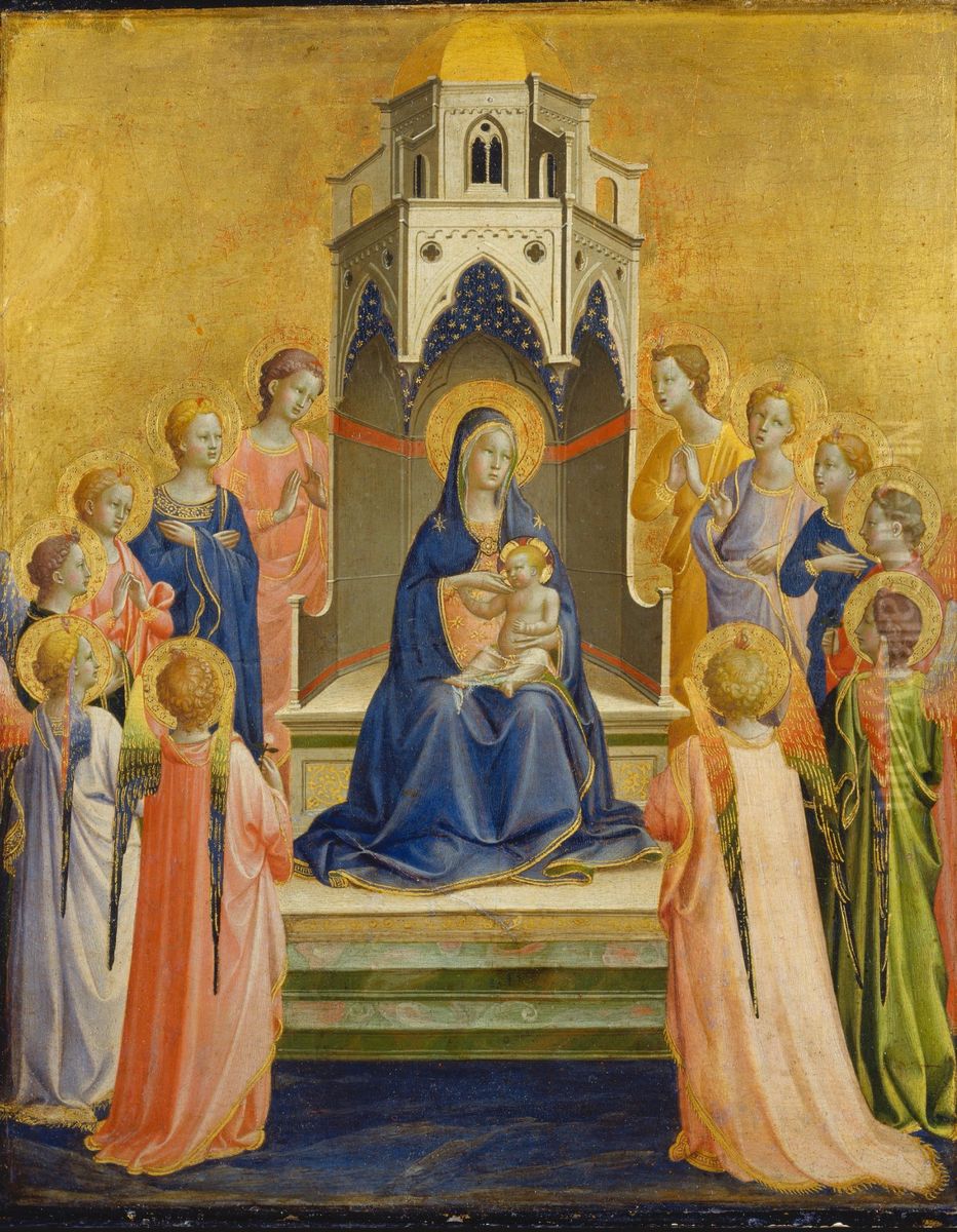 Madonna and Child Enthroned and Twelve Angels Oil Painting by Fra Angelico