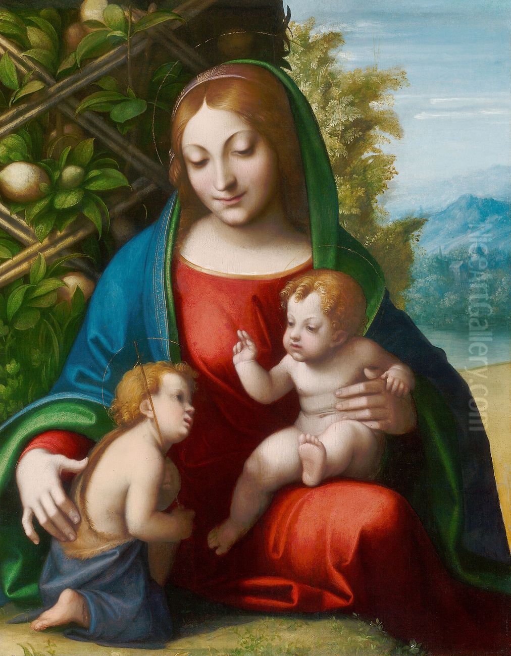 Virgin and Child with the Young Saint John the Baptist Oil Painting by Antonio da Correggio