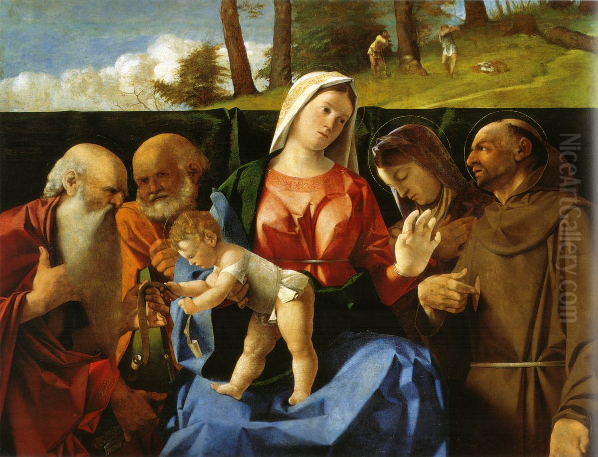 Thronende Madonna und Heilige Oil Painting by Lorenzo Lotto