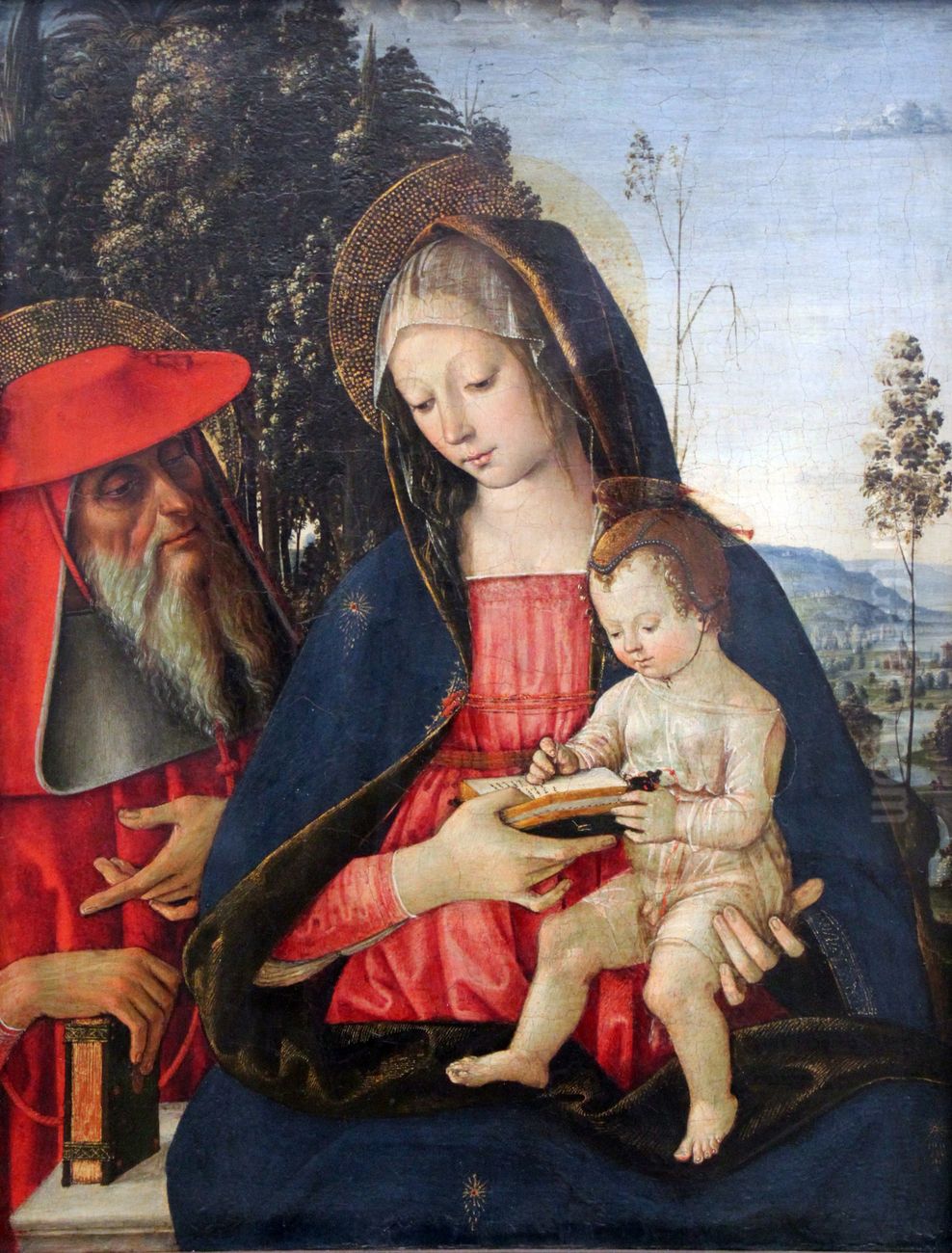 Madonna with Writing Child and St. Jerome Oil Painting by Pinturicchio