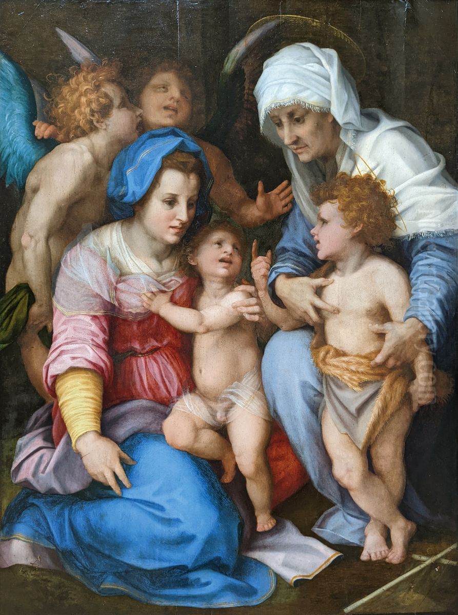 La Vierge, l'Enfant Jesus, sainte Elisabeth, le petit saint Jean Baptiste et deux anges, dit La Sainte Famille aux Anges Oil Painting by Andrea Del Sarto