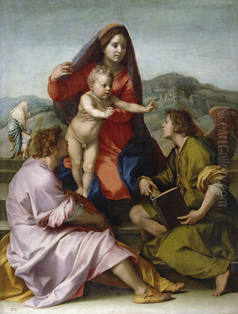 Madonna della Scala (Virgen de la escalera)oLa Virgen con el Nino entre San Mateo y un angel Oil Painting by Andrea Del Sarto