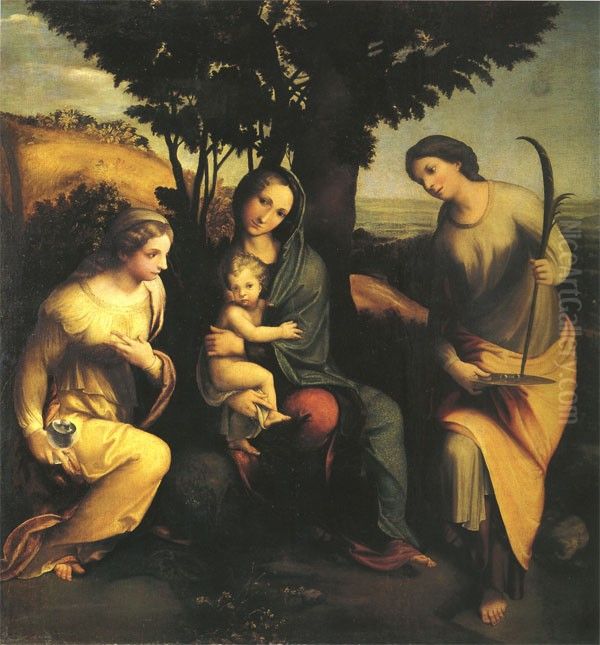Madonna of Albinea Oil Painting by Antonio da Correggio