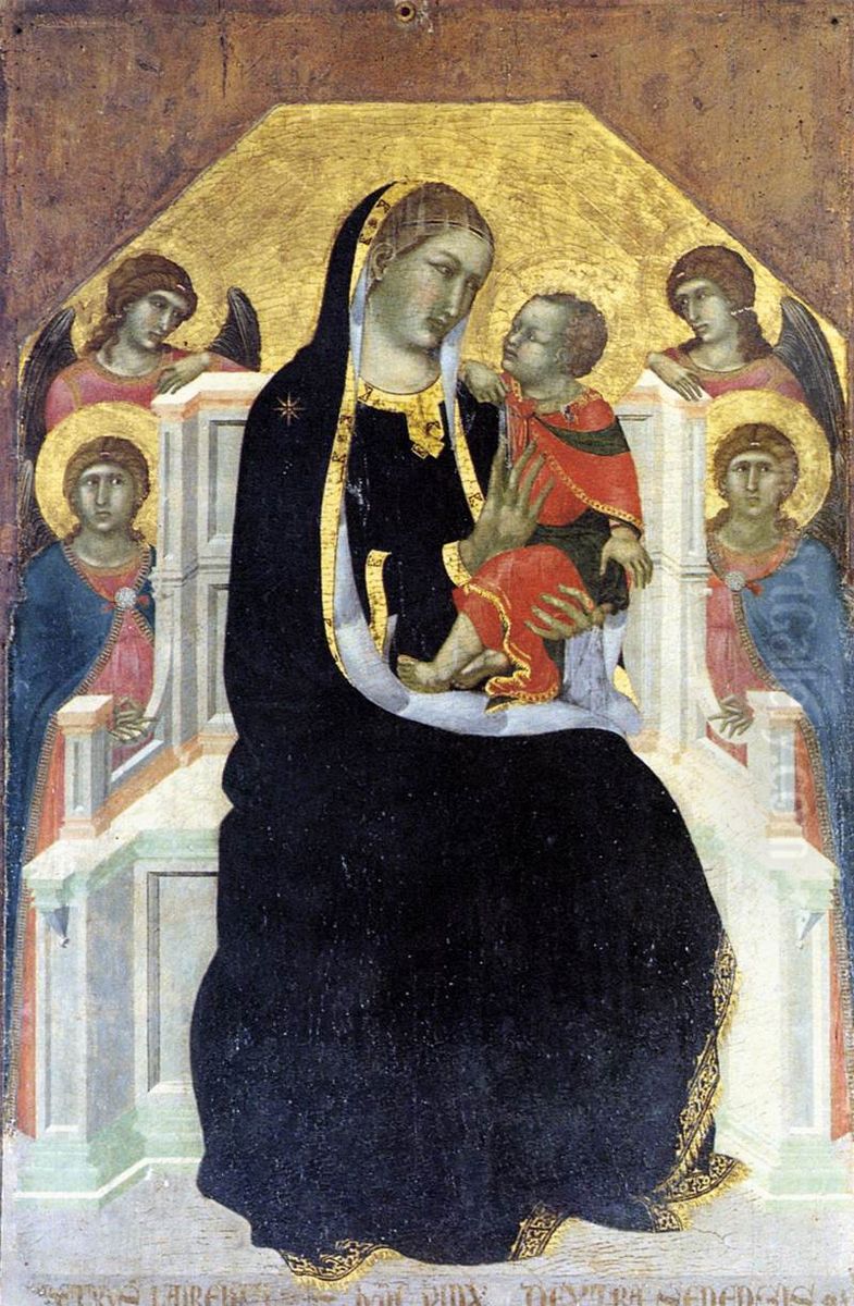 Virgin Enthroned with Child and Four Angels Oil Painting by Pietro Lorenzetti