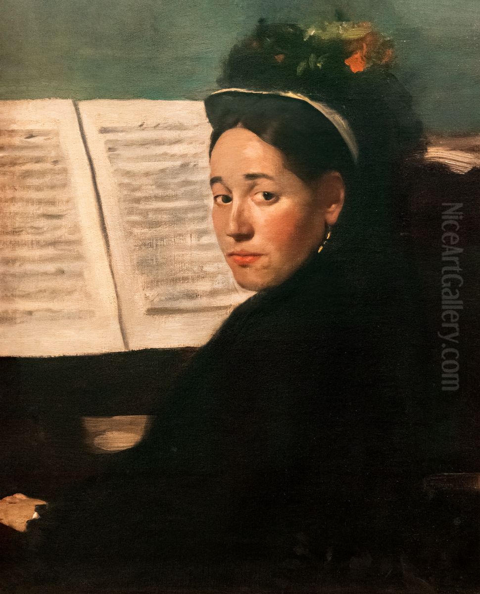 Mademoisele Dihau au piano Oil Painting by Edgar Degas
