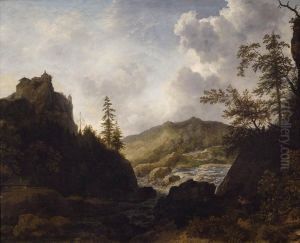 Paysage nordique avec un chateau sur une colline