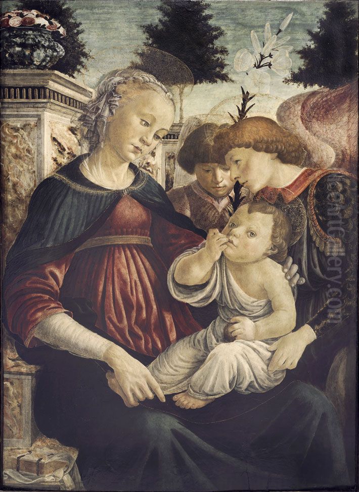 Vierge a l'Enfant avec deux anges Oil Painting by Sandro Botticelli