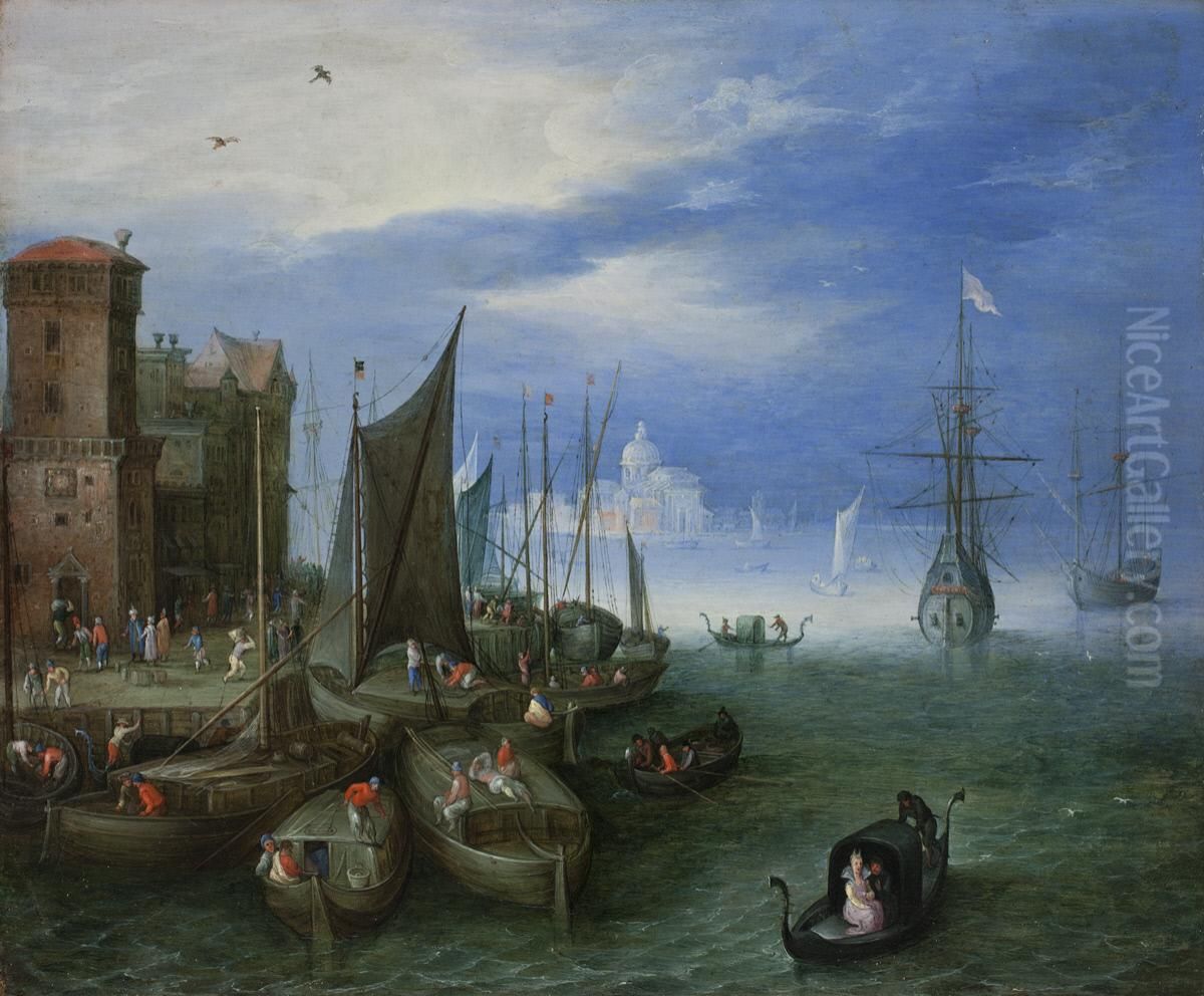 Port Scene in Venice Oil Painting by Jan Brughel