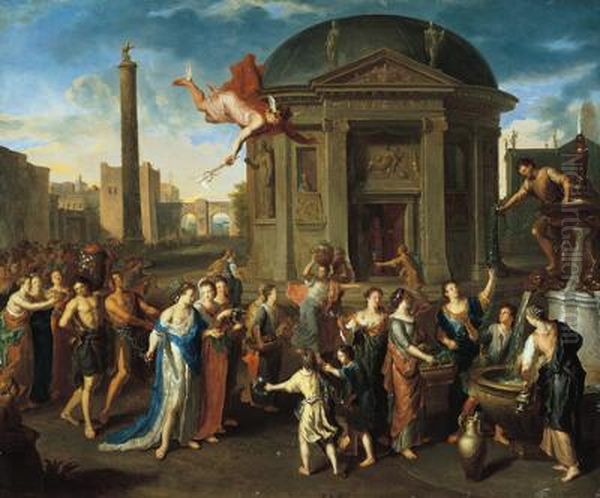 Mercury and Herse Oil Painting by Gerard Hoet