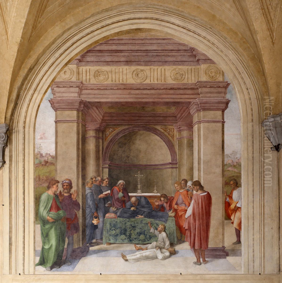 Death of Saint Philip Benizi and Resurrection of a Child Oil Painting by Andrea Del Sarto