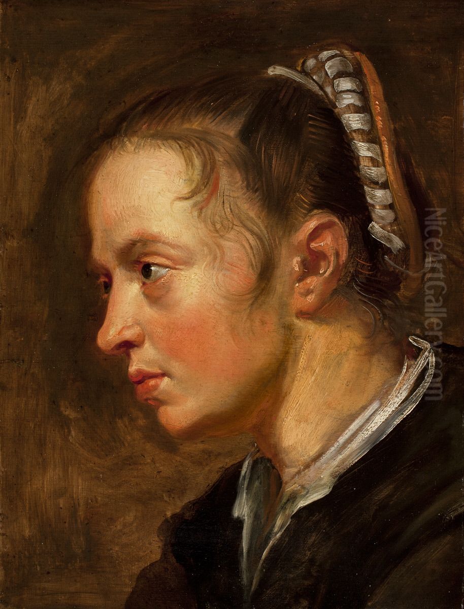 Head of a Girl Oil Painting by Jacob Jordaens