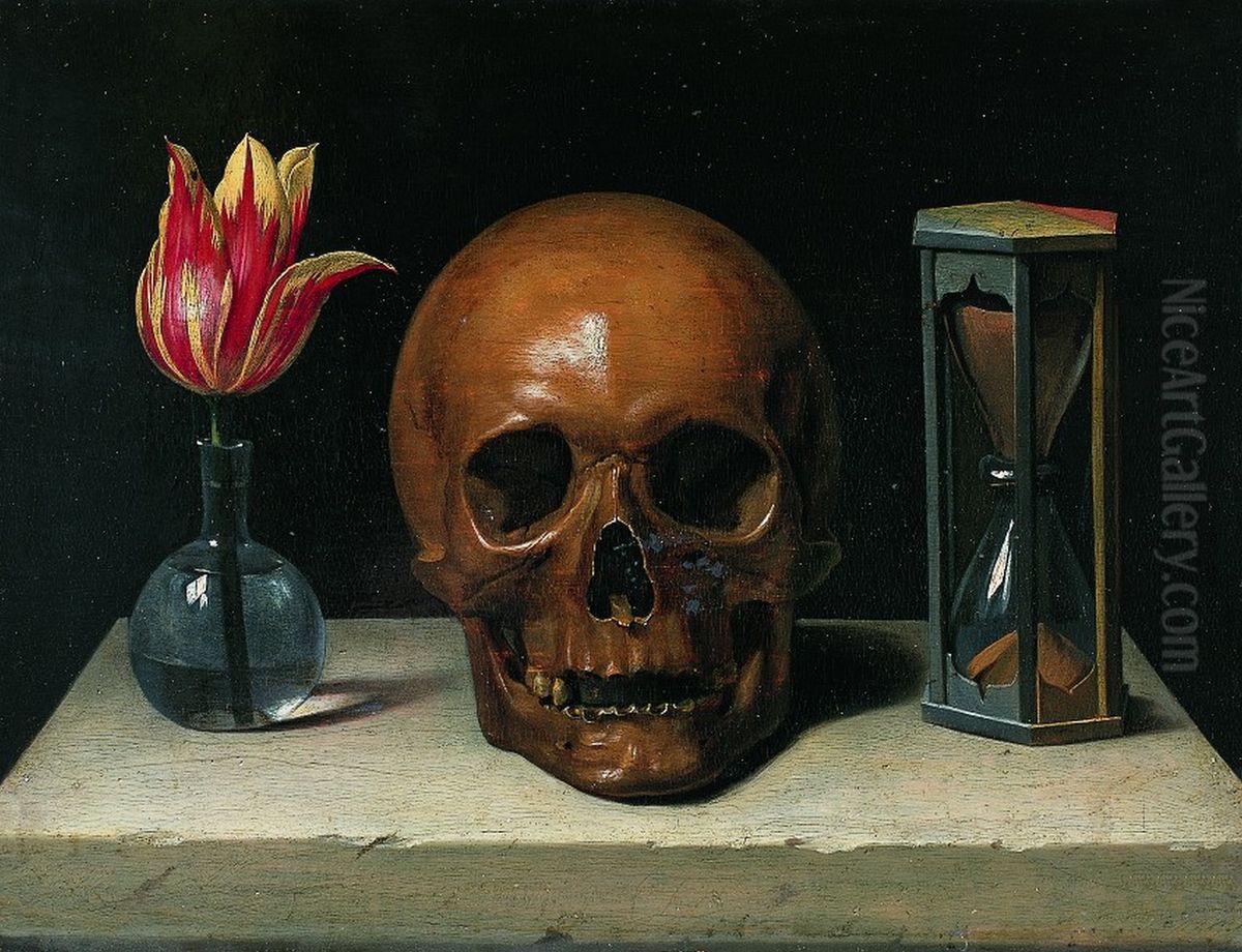 Still-Life with a Skull,vanitaspainting. Oil Painting by Philippe de Champaigne