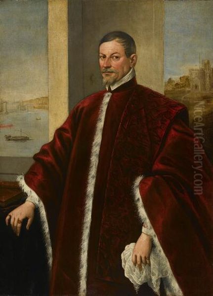 Venetian Nobleman Oil Painting by Domenico Tintoretto