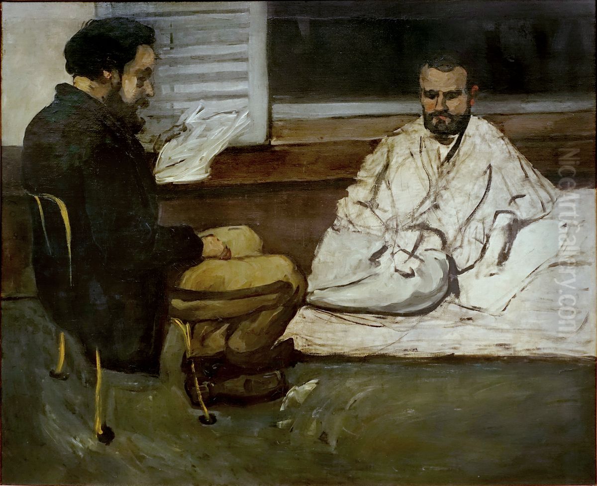 Paul Alexis lisant a Emile Zola (Paul Alexis Reading a Manuscript to Zola) Oil Painting by Paul Cezanne