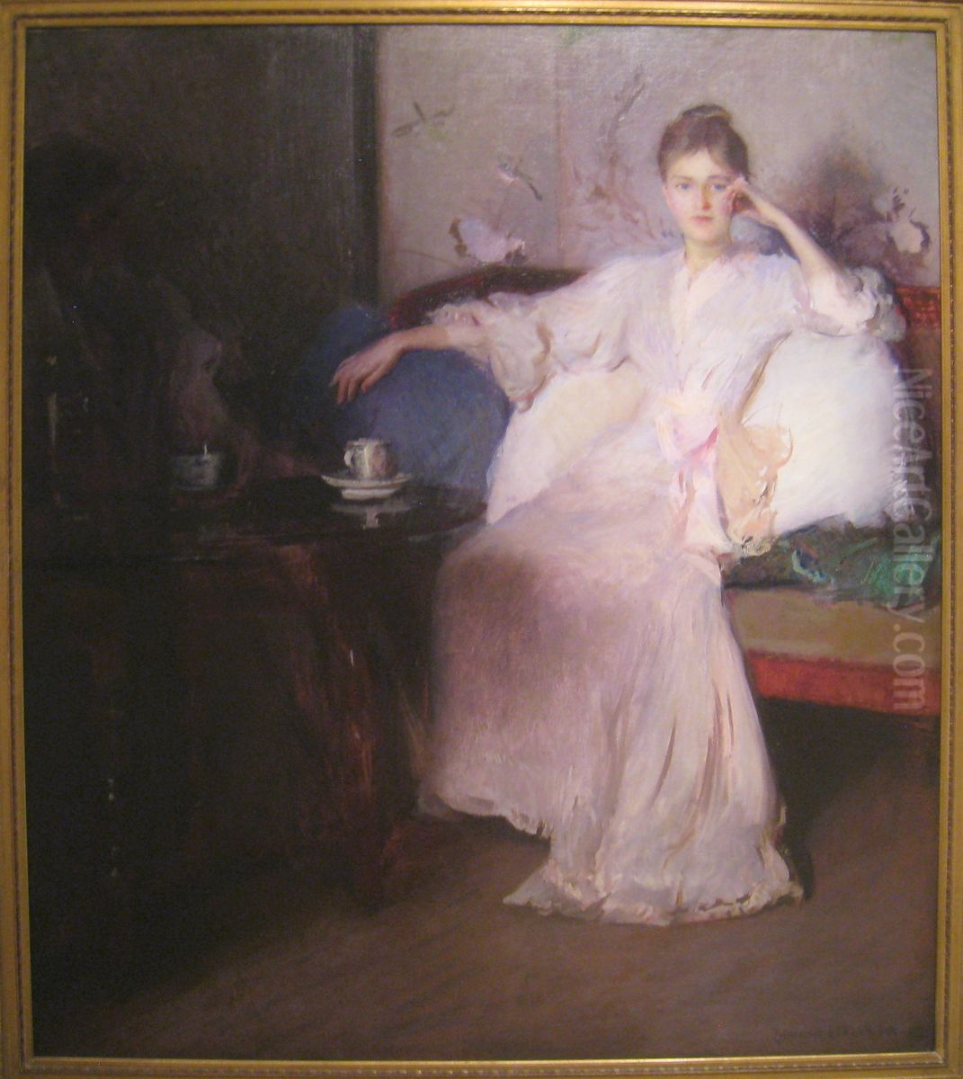 Arrangement in Pink and Gray (Afternoon Tea) Oil Painting by Edmund Charles Tarbell