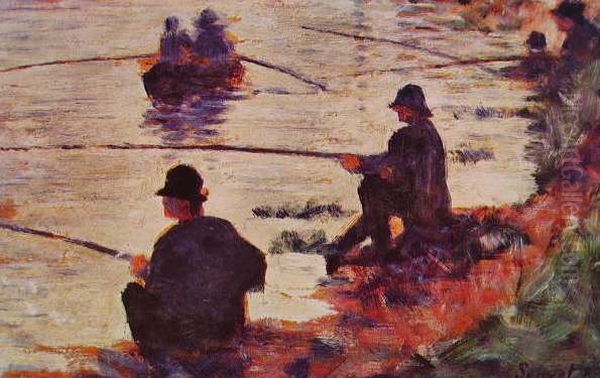 The Anglers, Study for la Grande Jatte Oil Painting by Georges Seurat