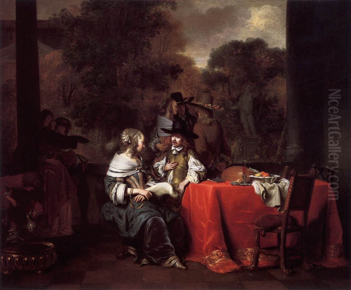 Party on a Terrace Oil Painting by Gerbrand Van Den Eeckhout