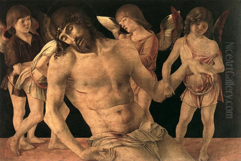 Dead Christ Supported by Angels (Pieta) Oil Painting by Giovanni Bellini