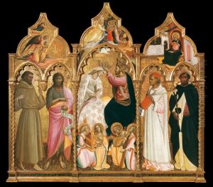 Triptych of the coronation of the Virgin