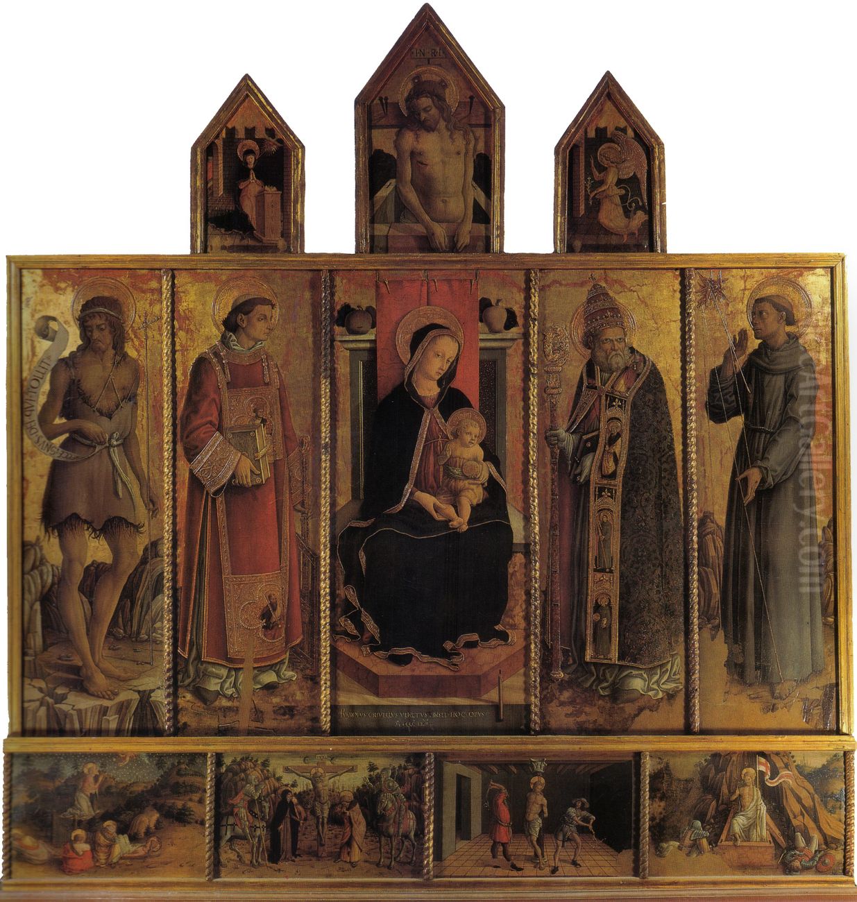 Polyptych of Madonna and child with saints Oil Painting by Carlo Crivelli