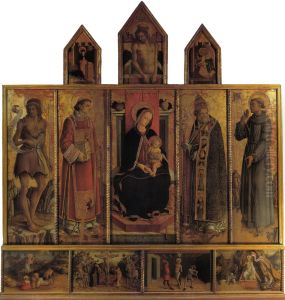 Polyptych of Madonna and child with saints