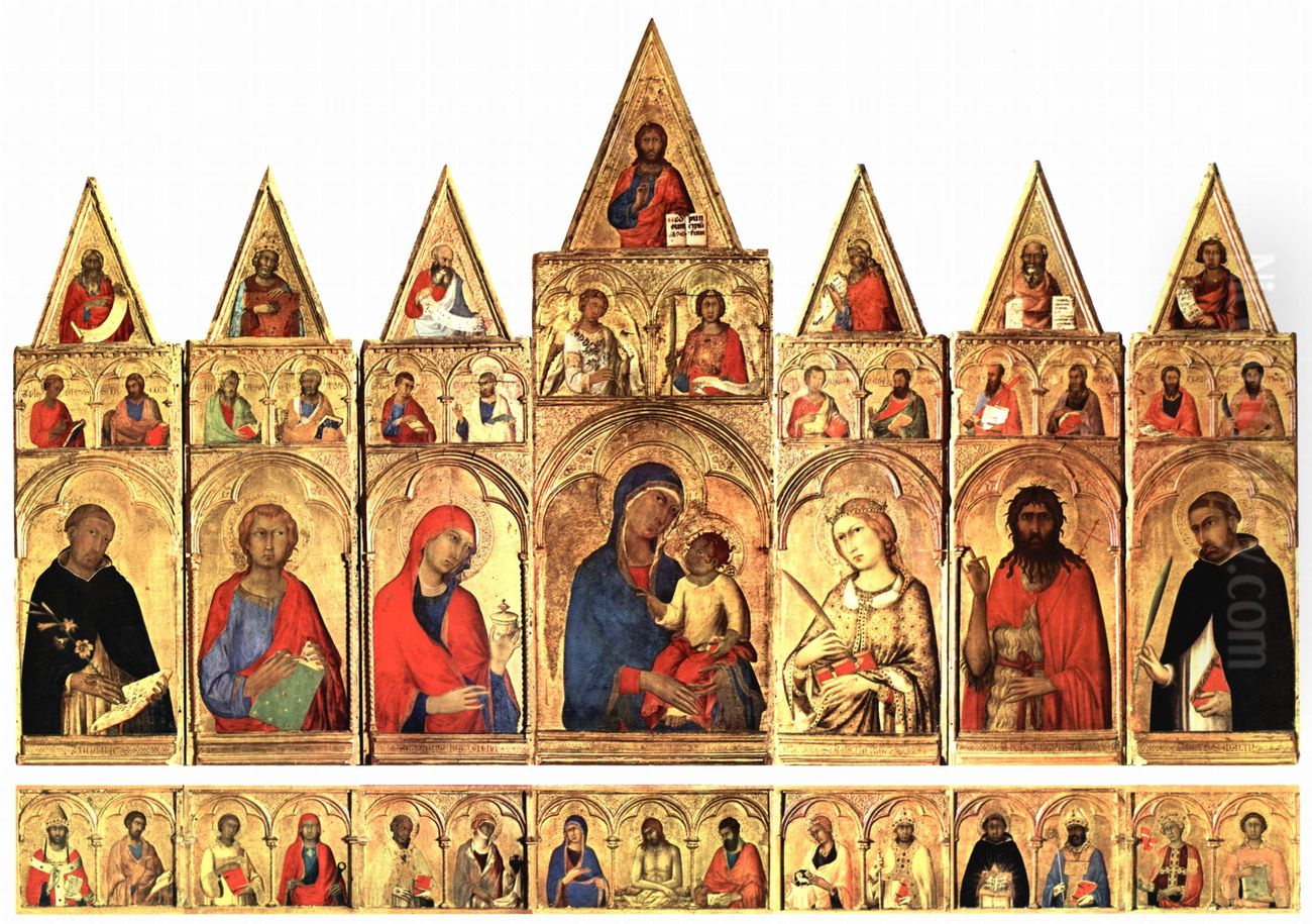 Altarretabel von Pisa, Szene: Madonna mit Heiligen Oil Painting by Simone Martini