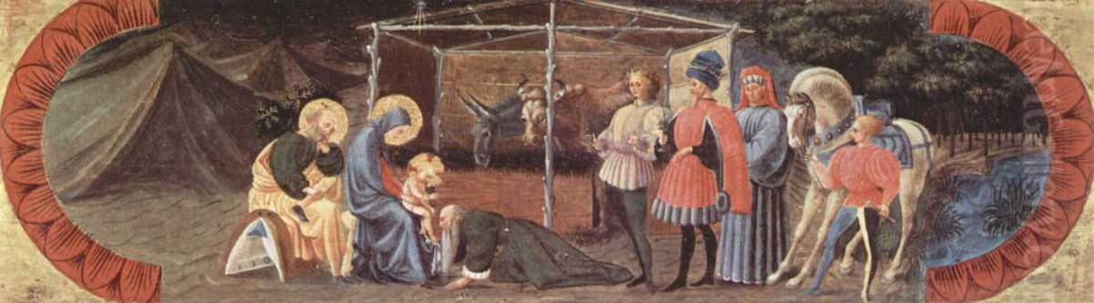 Predella des Quaranta-Altares, mittlere Tafel, Szene: Anbetung der Heiligen Drei Konige Oil Painting by Paolo Uccello