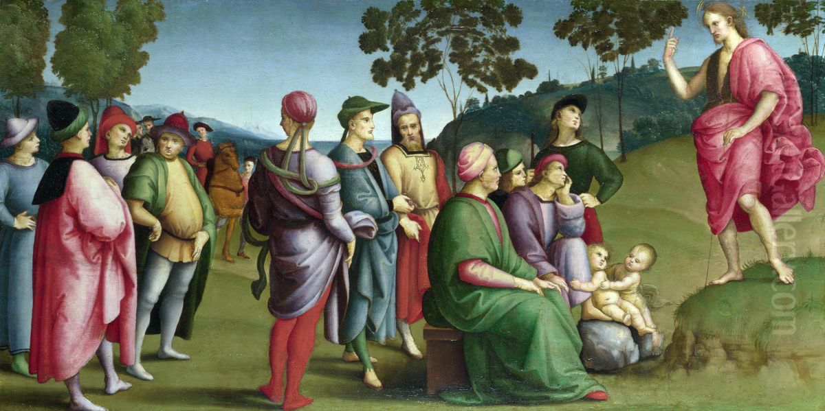Saint John the Baptist Preaching Oil Painting by Raphael