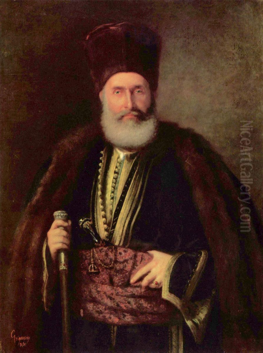 Portrat des Grossbanu Nasturel Herescu Oil Painting by Nicolae Grigorescu