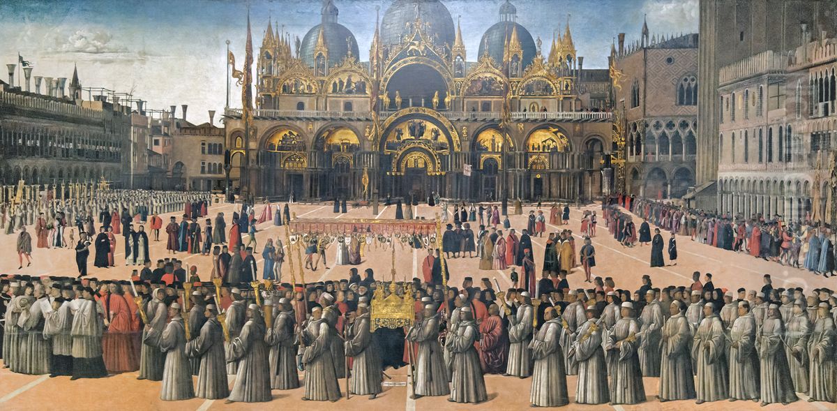 Procession in St. Mark's Square Oil Painting by Gentile Bellini