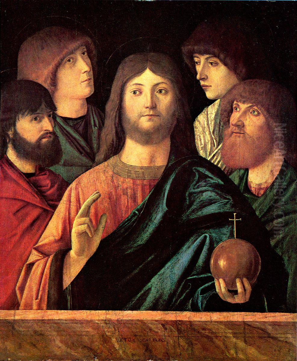 Der Erloser segnet vier Apostel Oil Painting by Vittore Carpaccio