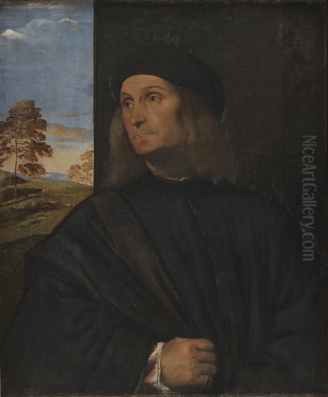 Portraet af den venezianske maler Giovanni Bellini (ca. 1431/36 - 1516)? Oil Painting by Titian