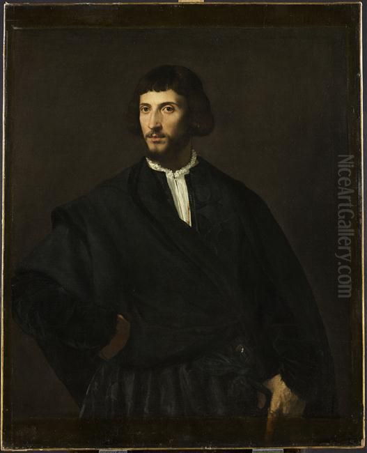 Portrait of a Man, Hand on His Belt Oil Painting by Titian