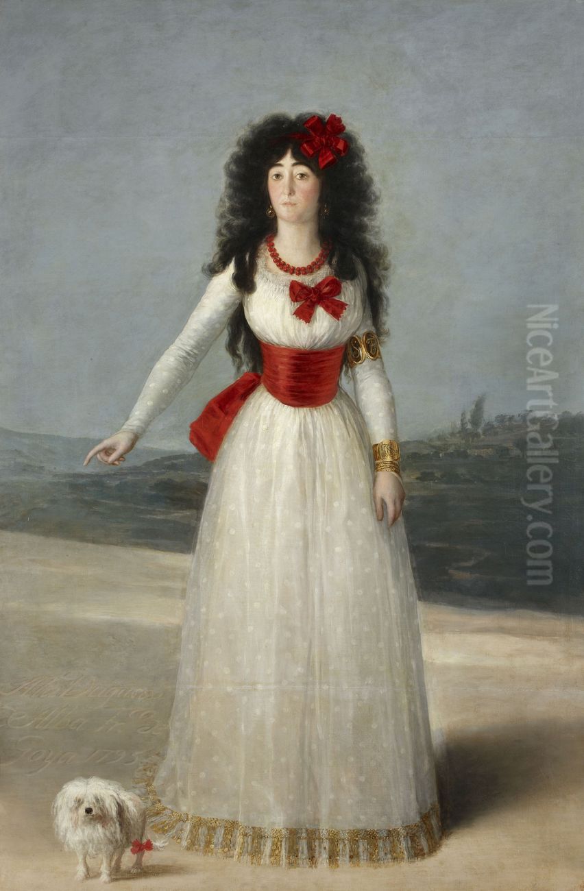 Duchessof Alba / The White Duchess Oil Painting by Francisco Goya Fuendetodos