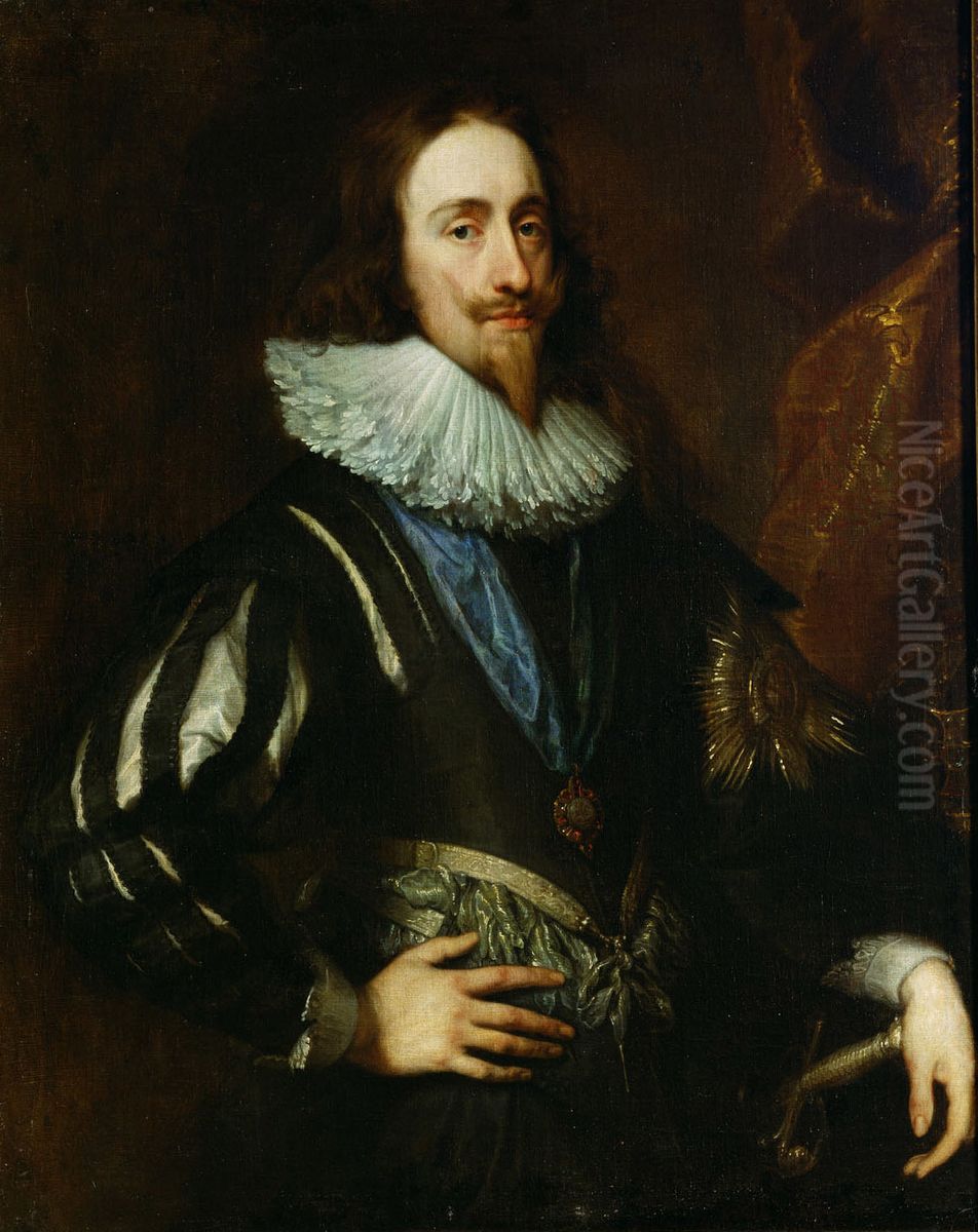 Konig Karl I. (1600-1649) von England, Dreiviertelportrat Oil Painting by Sir Anthony Van Dyck